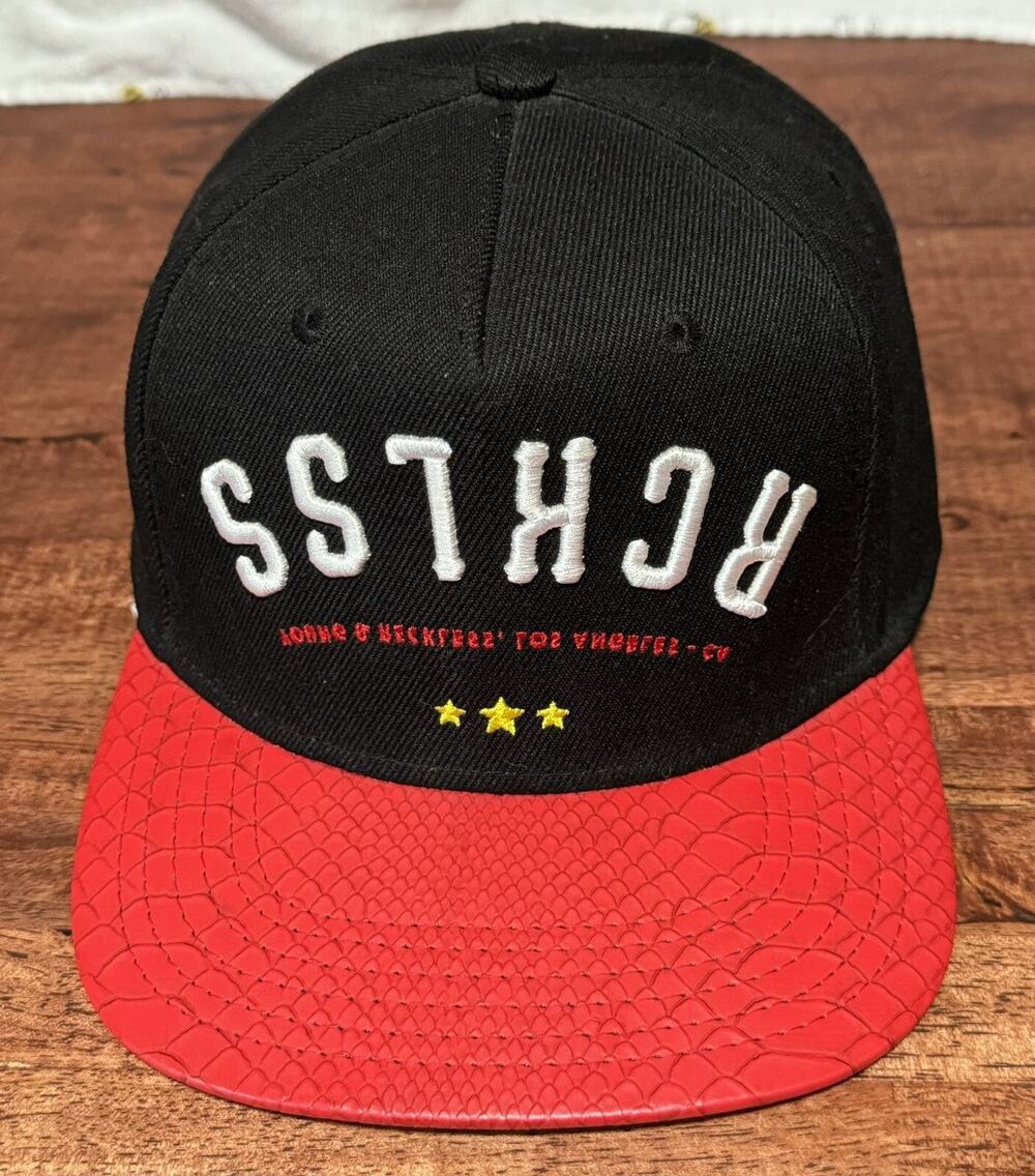 Reckless Y&R Black Baseball Cap Los Angeles Faux Leather Bill